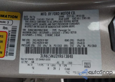 2017 Lincoln Mkz Hybrid Reserve из США, поврежденный, VIN 3LN6L5MU2HR613840